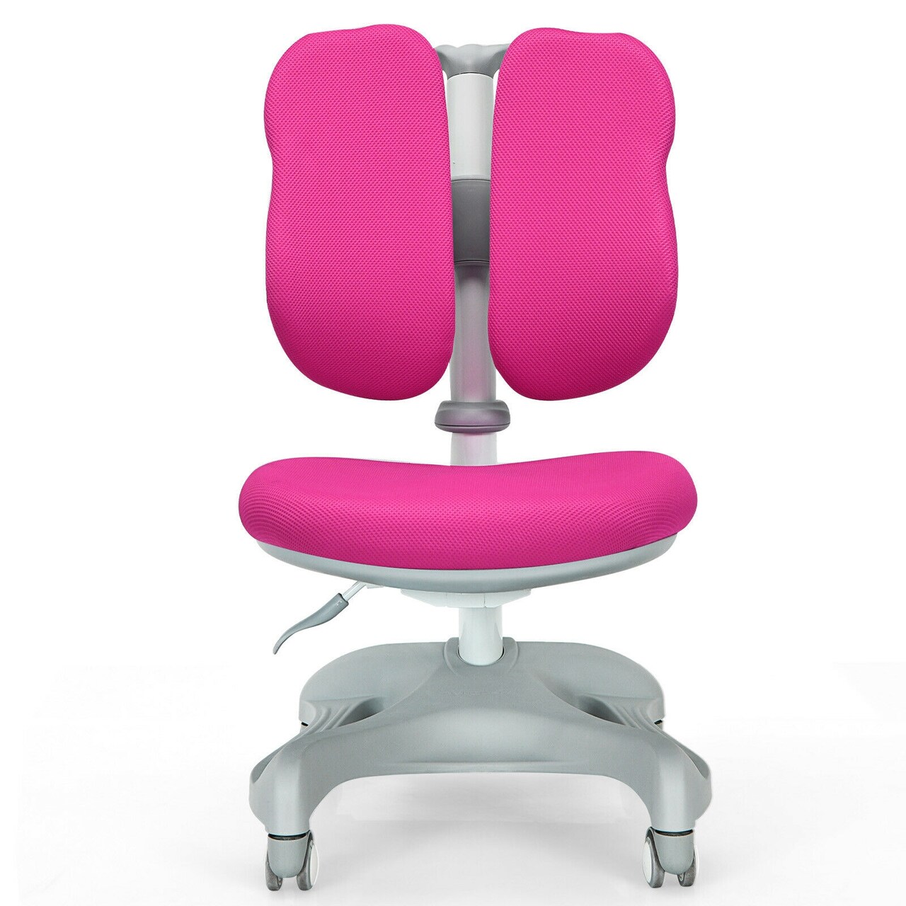 Pink Iron Adjustable Ergonomic Kids Study Chair with Footrest and Casters